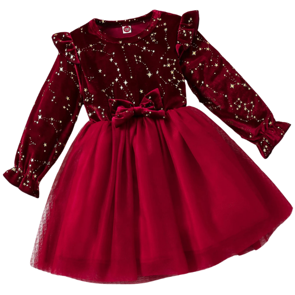 Girls Red Velvet Dress