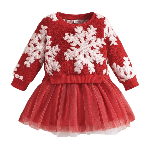 Girls Tulle Snowflakes Winter Christmas Dress