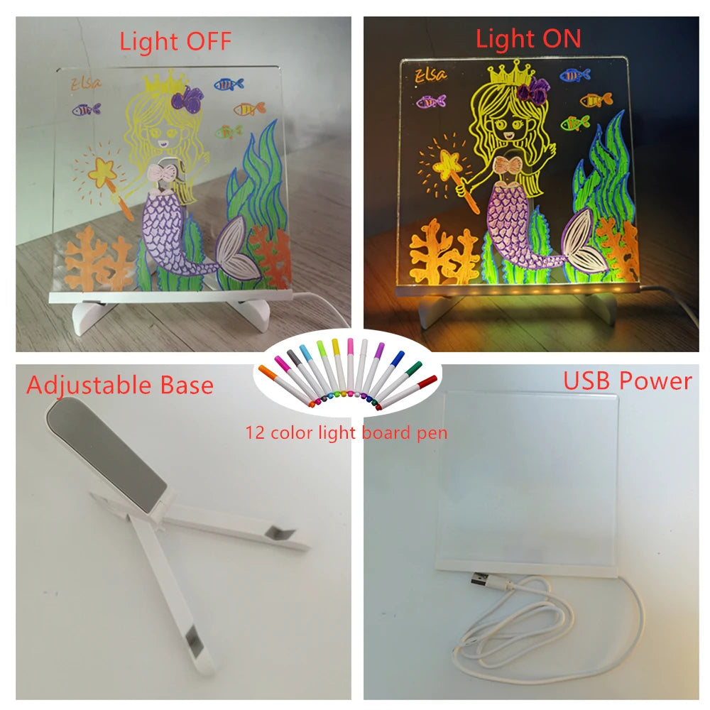 Personalised Night Lamp & Drawing Board for Kids