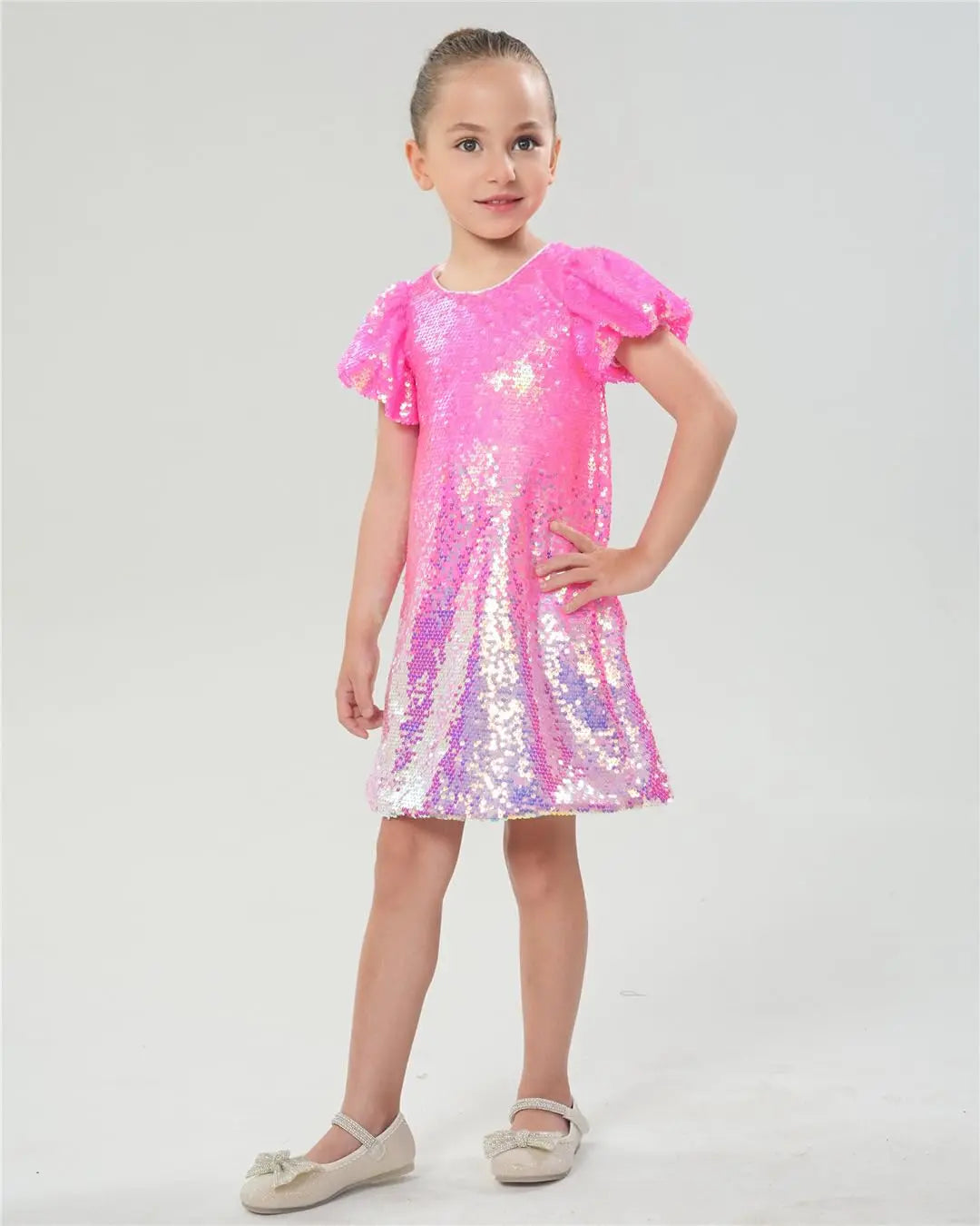 Girls Ombre Hot Pink Sparkling Sequin Diva Dress