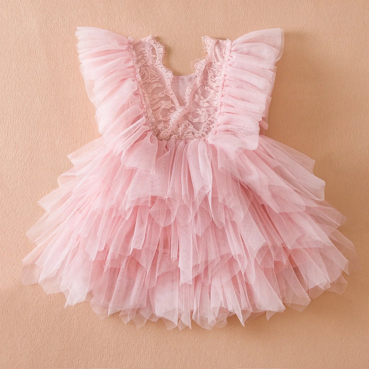 Girls Ruffled Lace Princess Dress