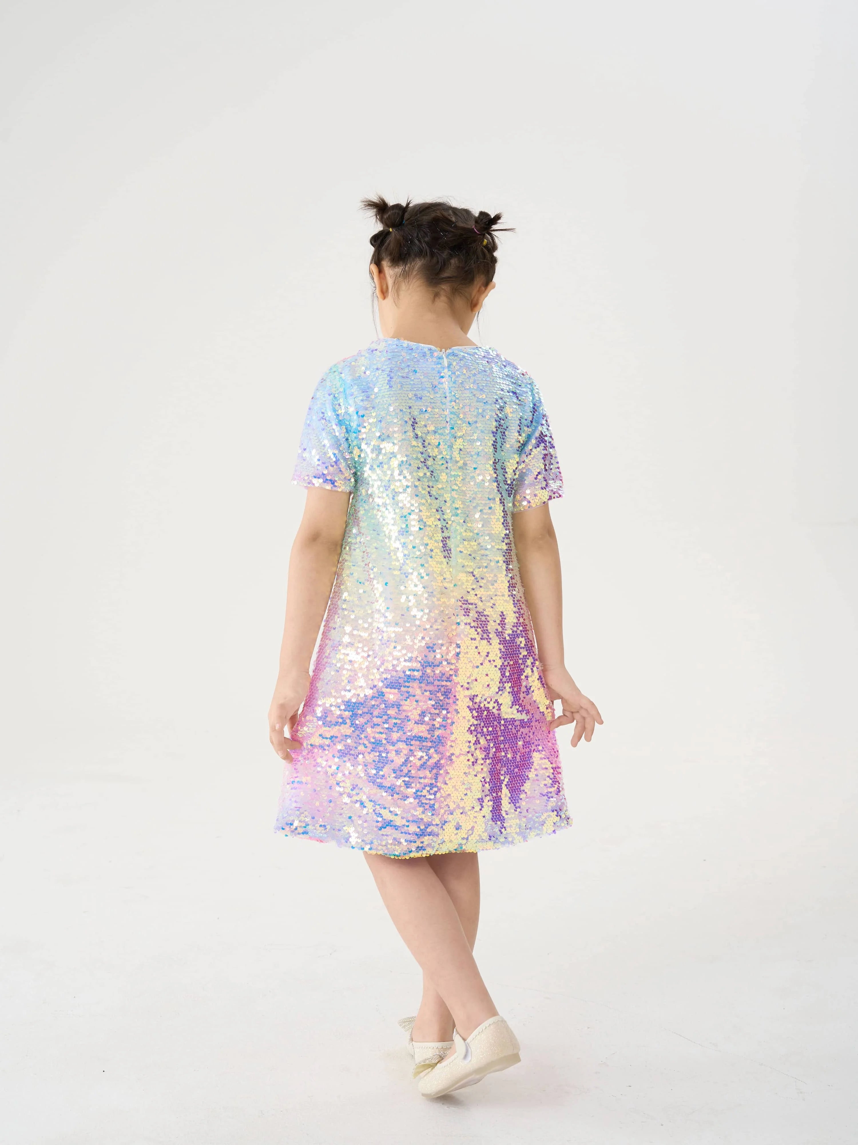 Girls Ombre Rainbow Sparkling Sequin Diva Dress