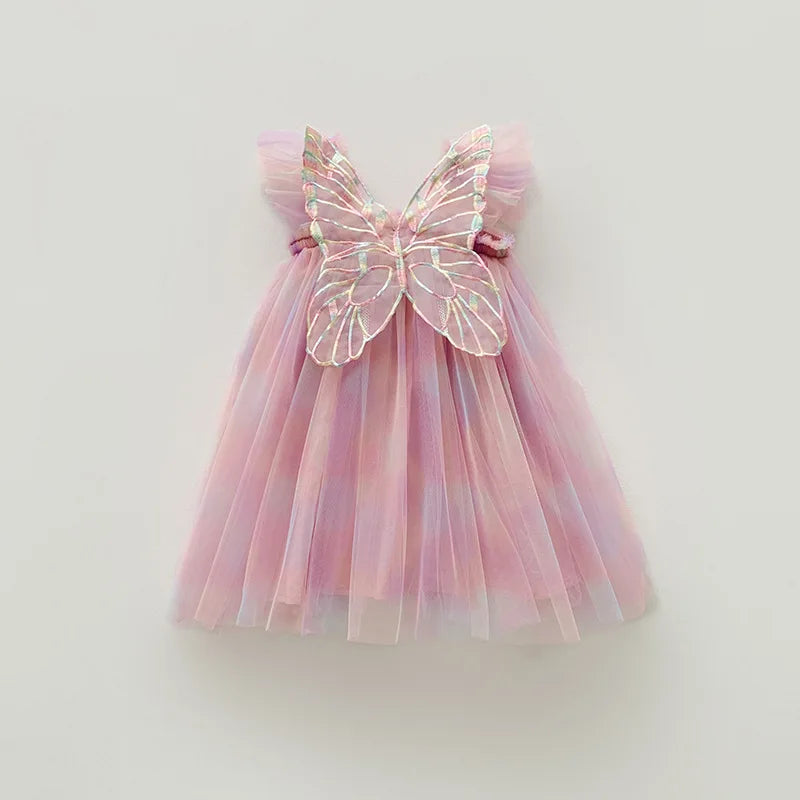 Rainbow Princess Butterfly Dress | 3D Butterfly Dress for Girls