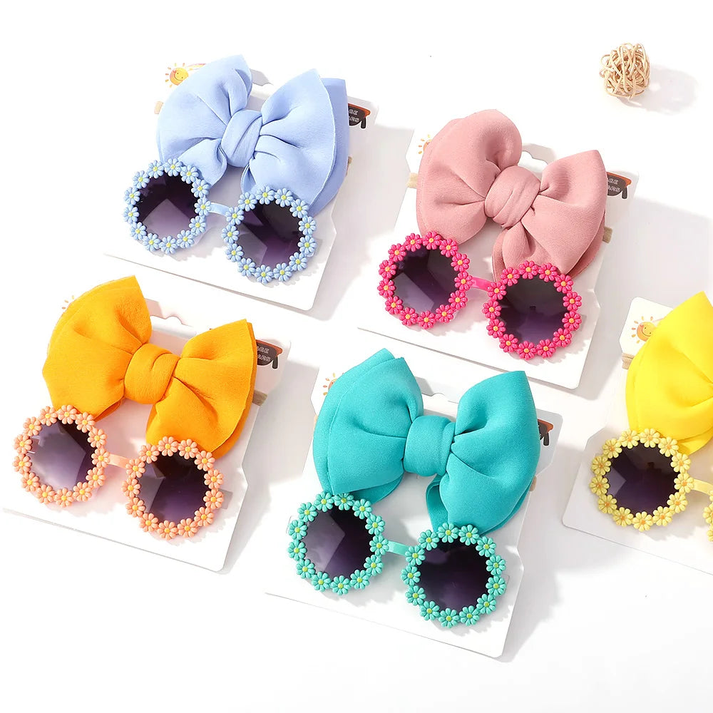 Kids Floral Sunglasses with Matching Headband | Stylish UV Protection