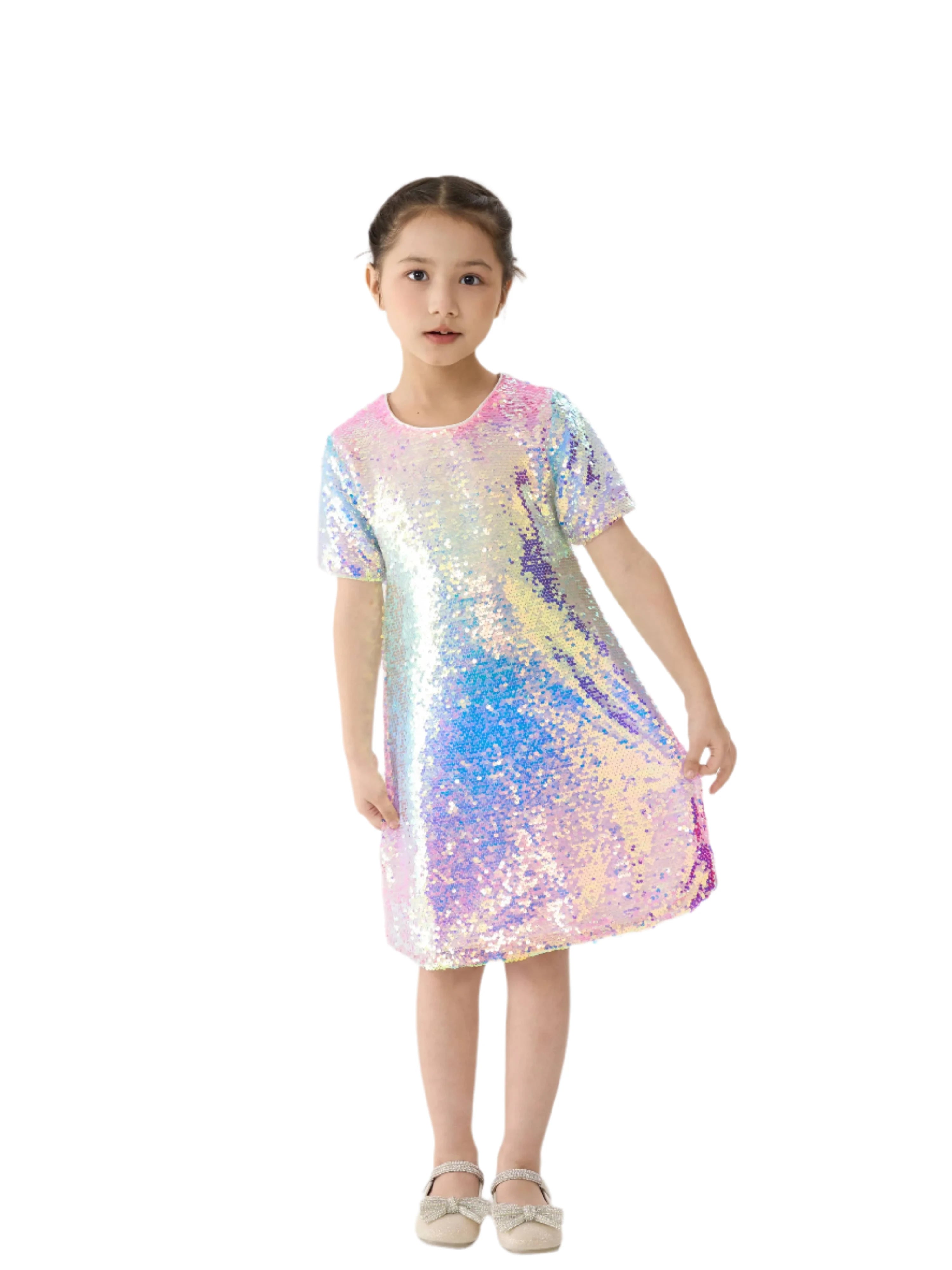 Girls Ombre Rainbow Sparkling Sequin Diva Dress