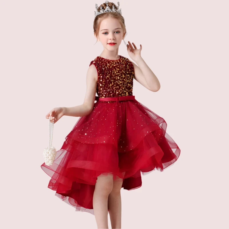 Princess Sequin Lace Dress | Sleeveless Fluffy Party Gown for Little Divas