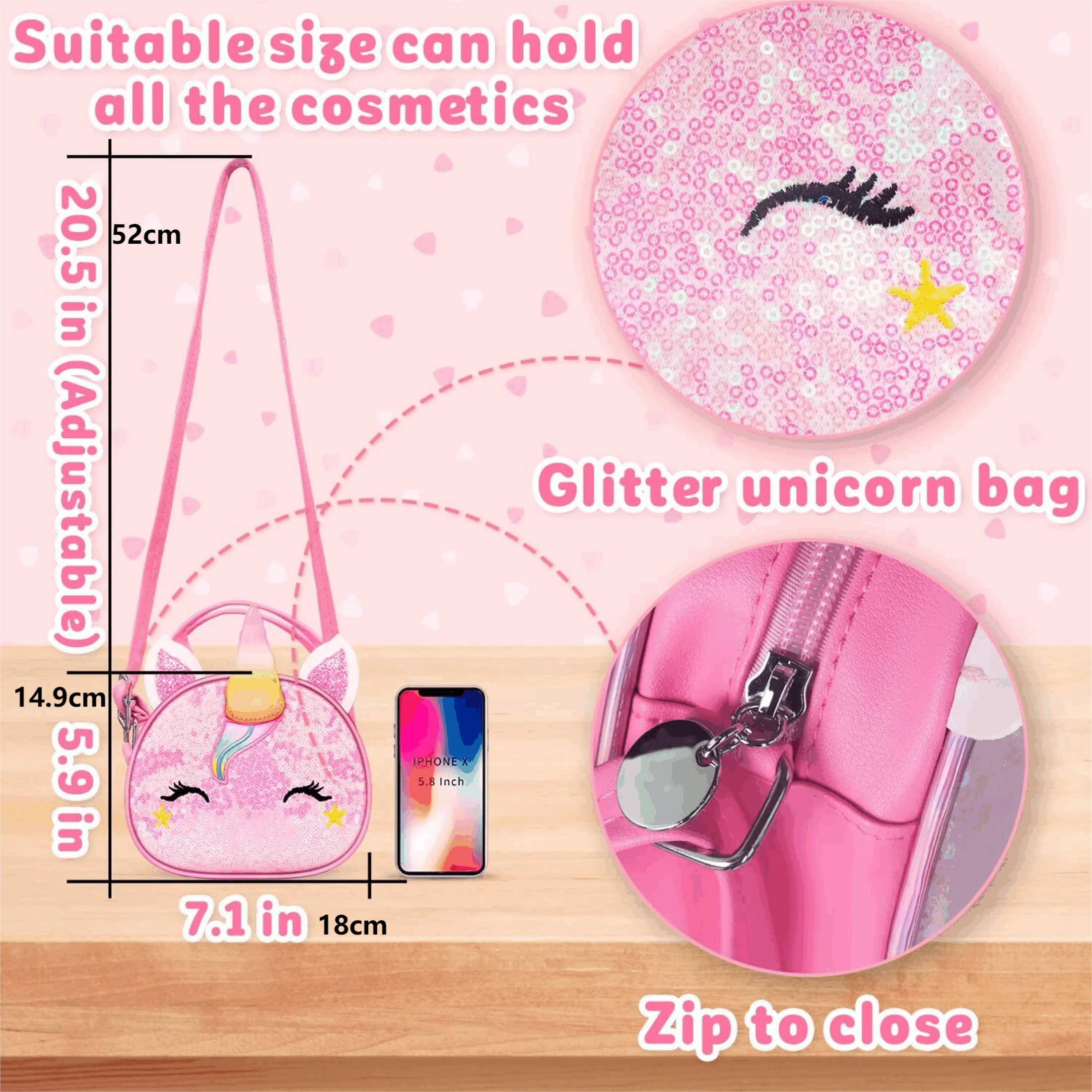 Mini Me Unicorn Handbag | Pretend Play Makeup Set with Mobile, Keys & More