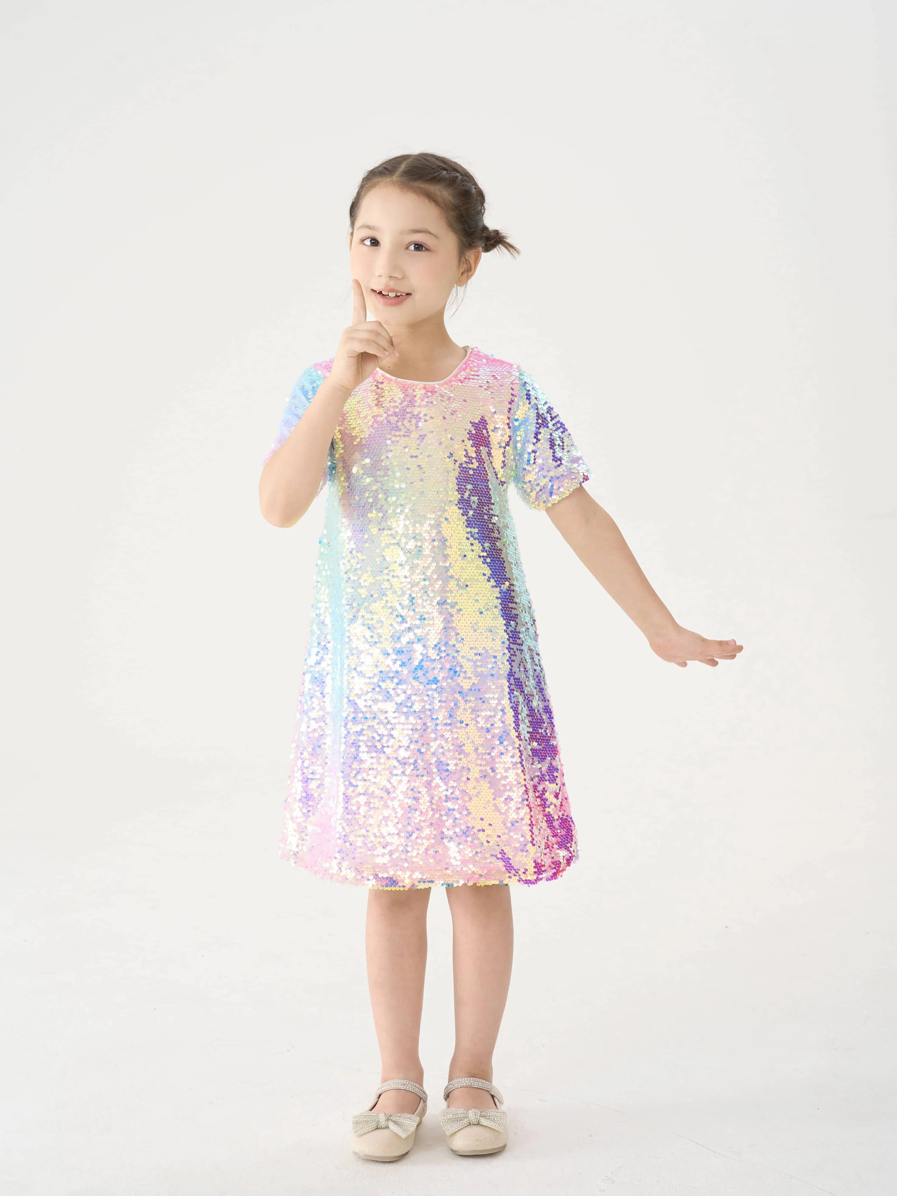 Girls Ombre Rainbow Sparkling Sequin Diva Dress