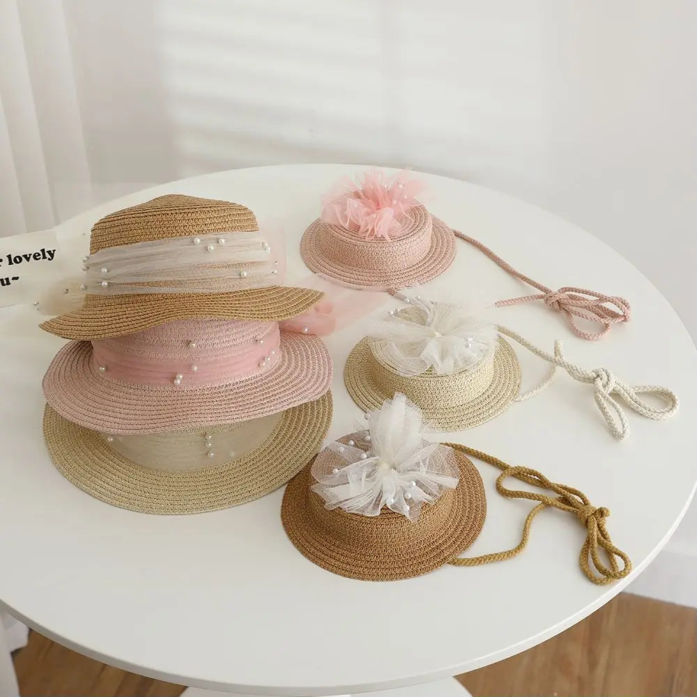 Charming Tulle Straw Hat for Kids | Elegant Summer Accessory for Little Divas