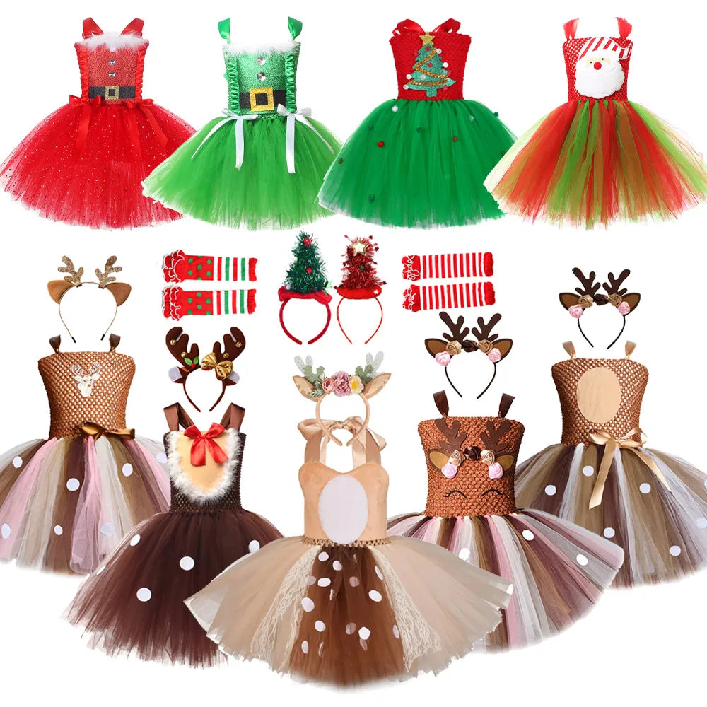 Sparkle Christmas Outfit | Sant Claus, Reindeer, Elf & Tree Tutu Dress