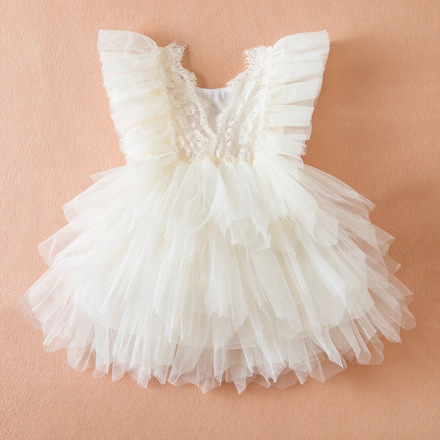 Girls Ruffled Lace Princess Dress