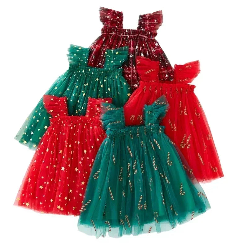 Girls Christmas Tulle Dress | Stars, Candy Cane and more