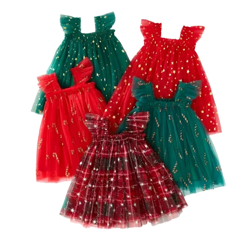 Girls Christmas Tulle Dress | Stars, Candy Cane and more