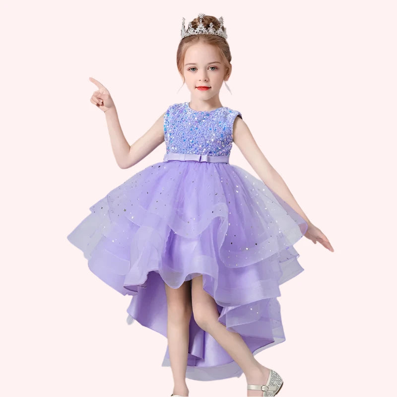 Princess Sequin Lace Dress | Sleeveless Fluffy Party Gown for Little Divas