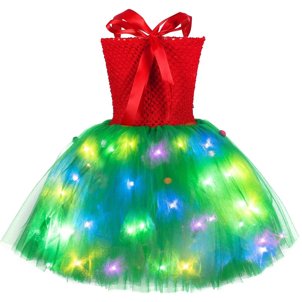 Girls LED Light Up Sparkling Christmas Dress