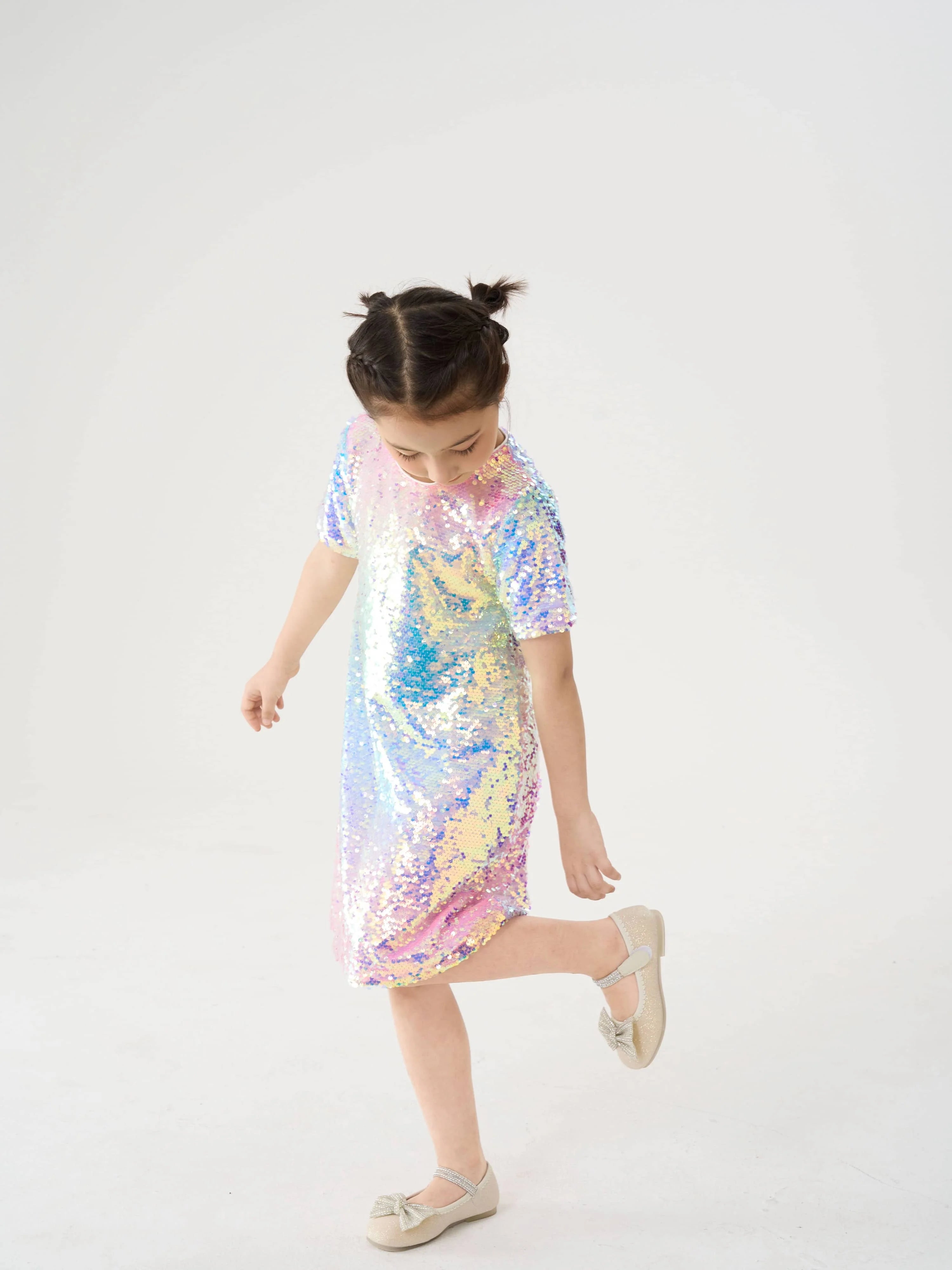 Girls Ombre Rainbow Sparkling Sequin Diva Dress