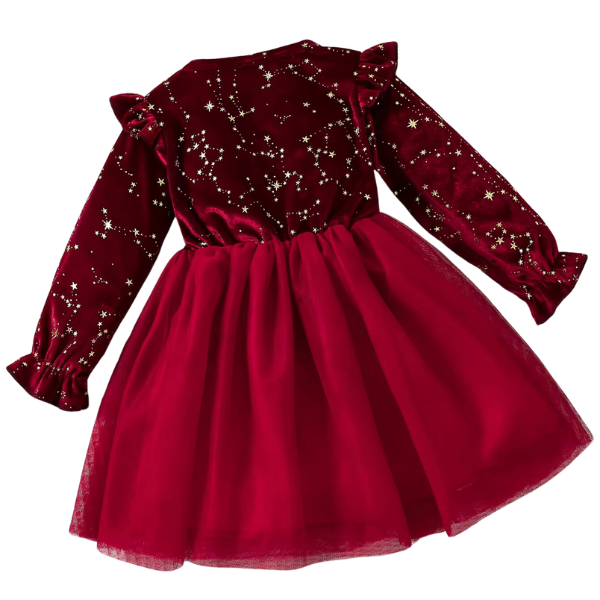 Girls Red Velvet Dress